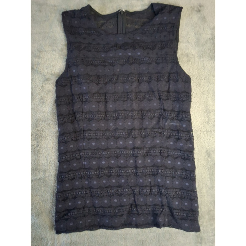 Ann Taylor Women Blue Sleeveless Blouse S Geometric Pattern